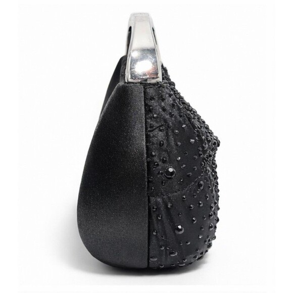 NINA Brando Black Crystal Evening Clutch Top Handle Chain Strap Formal Bag NWT - Picture 6 of 16